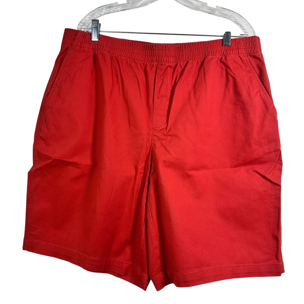 Lands End Womens 18W Sunwashed Red Elastic Waist Mid Rise Chino Shorts‎